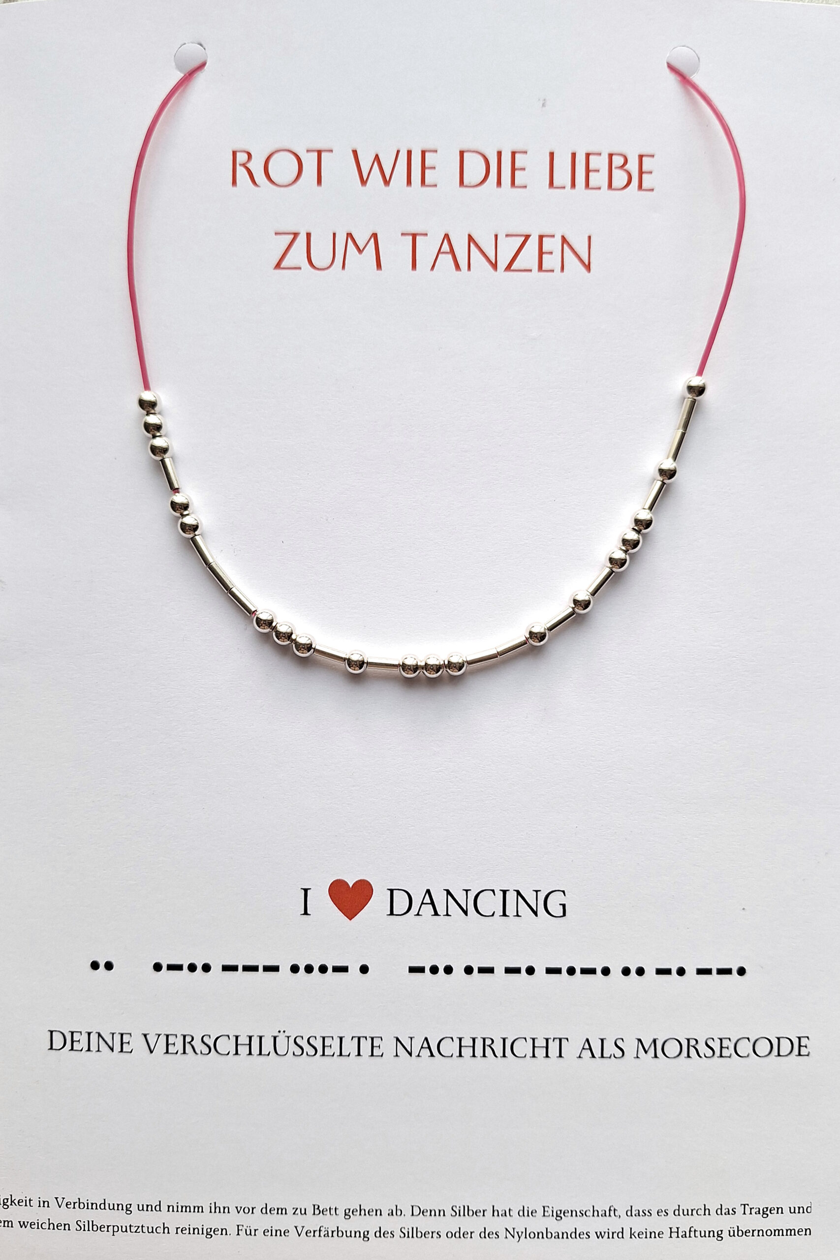 Halskette mit Morsecode "I love dancing" – Bild 2